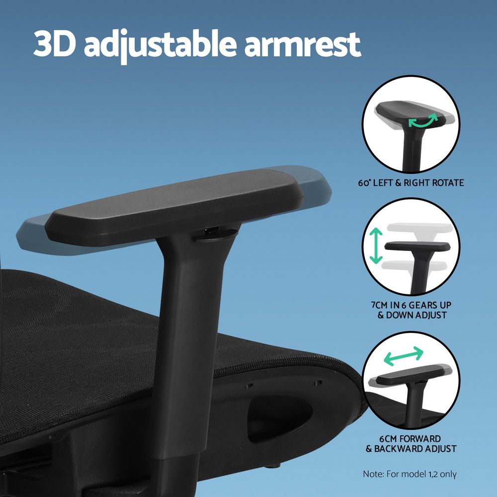 Office Chair 3D Multi-Function Black Mesh
