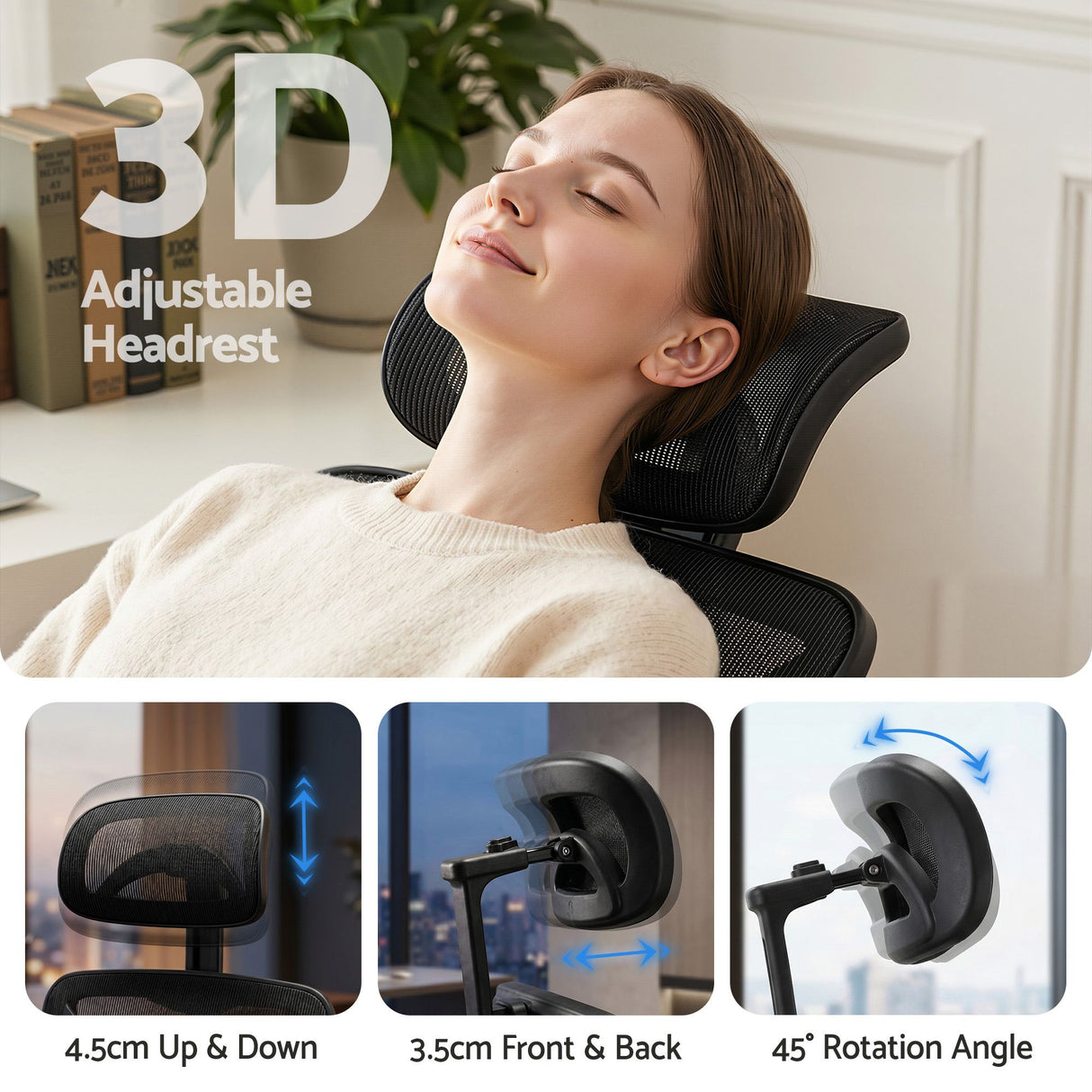 Office Chair 3D Multi-Function Black Mesh