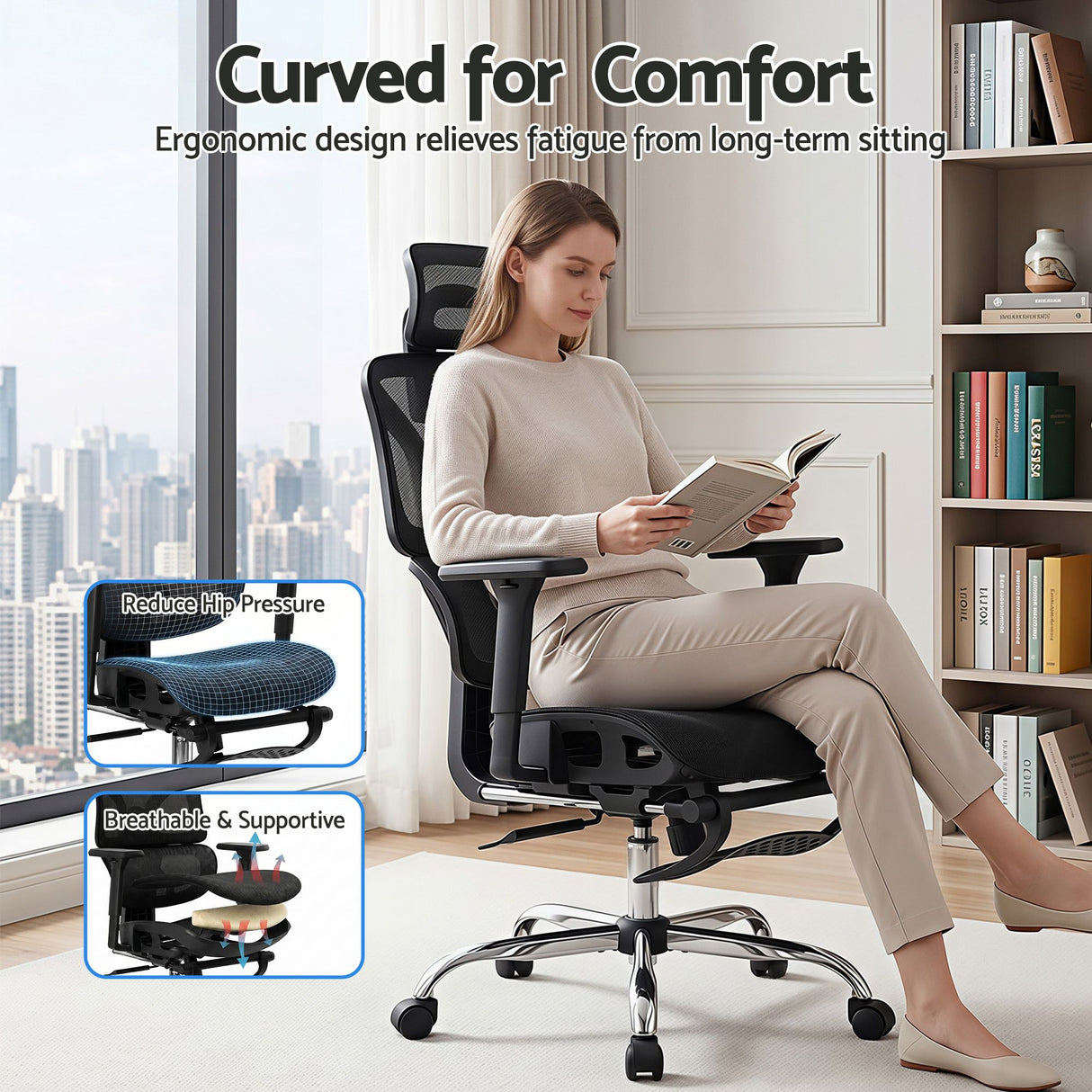 Office Chair 3D Multi-Function Black Mesh