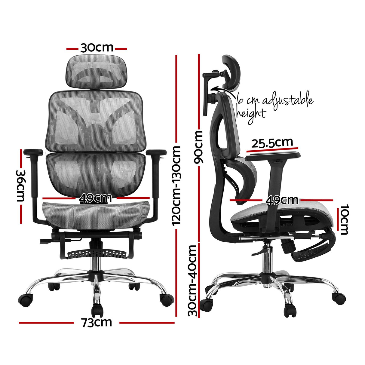 Office Chair 3D Multi-Function Grey Mesh