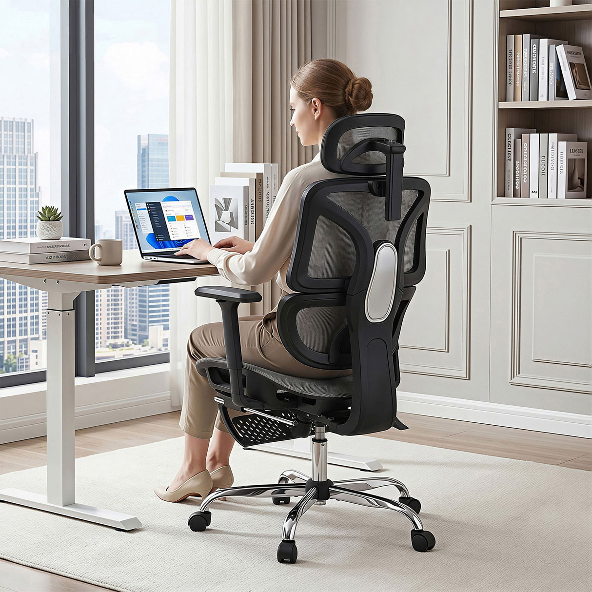 Office Chair 3D Multi-Function Grey Mesh