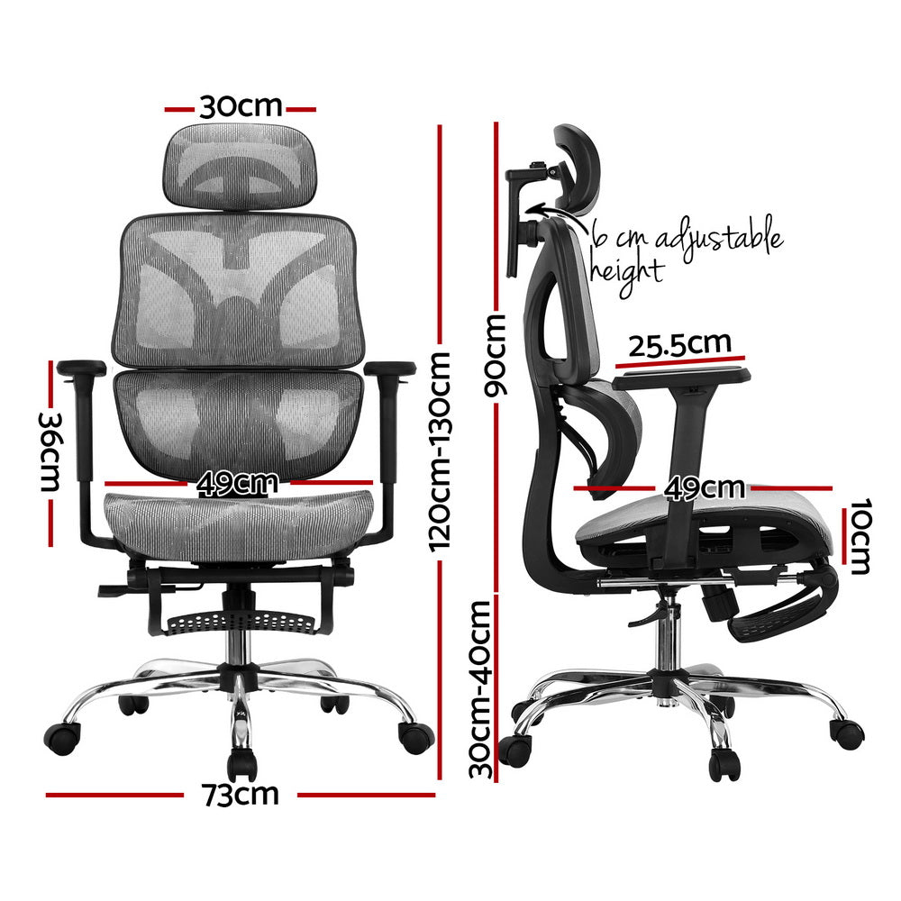 Office Chair 3D Multi-Function Grey Mesh