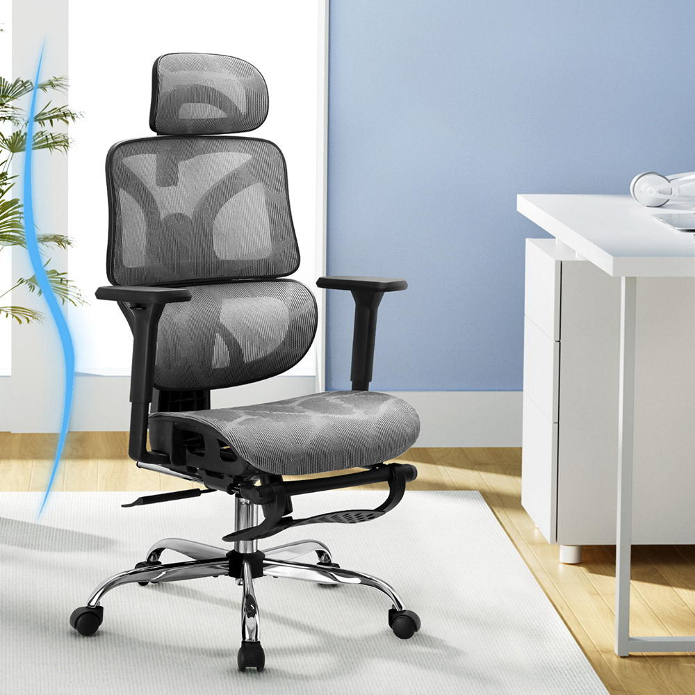 Office Chair 3D Multi-Function Grey Mesh
