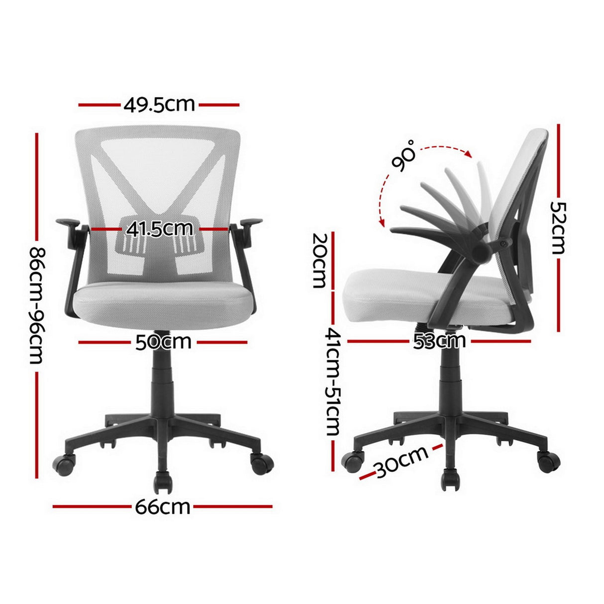 Artiss Mesh Office Chair Mid Back Grey