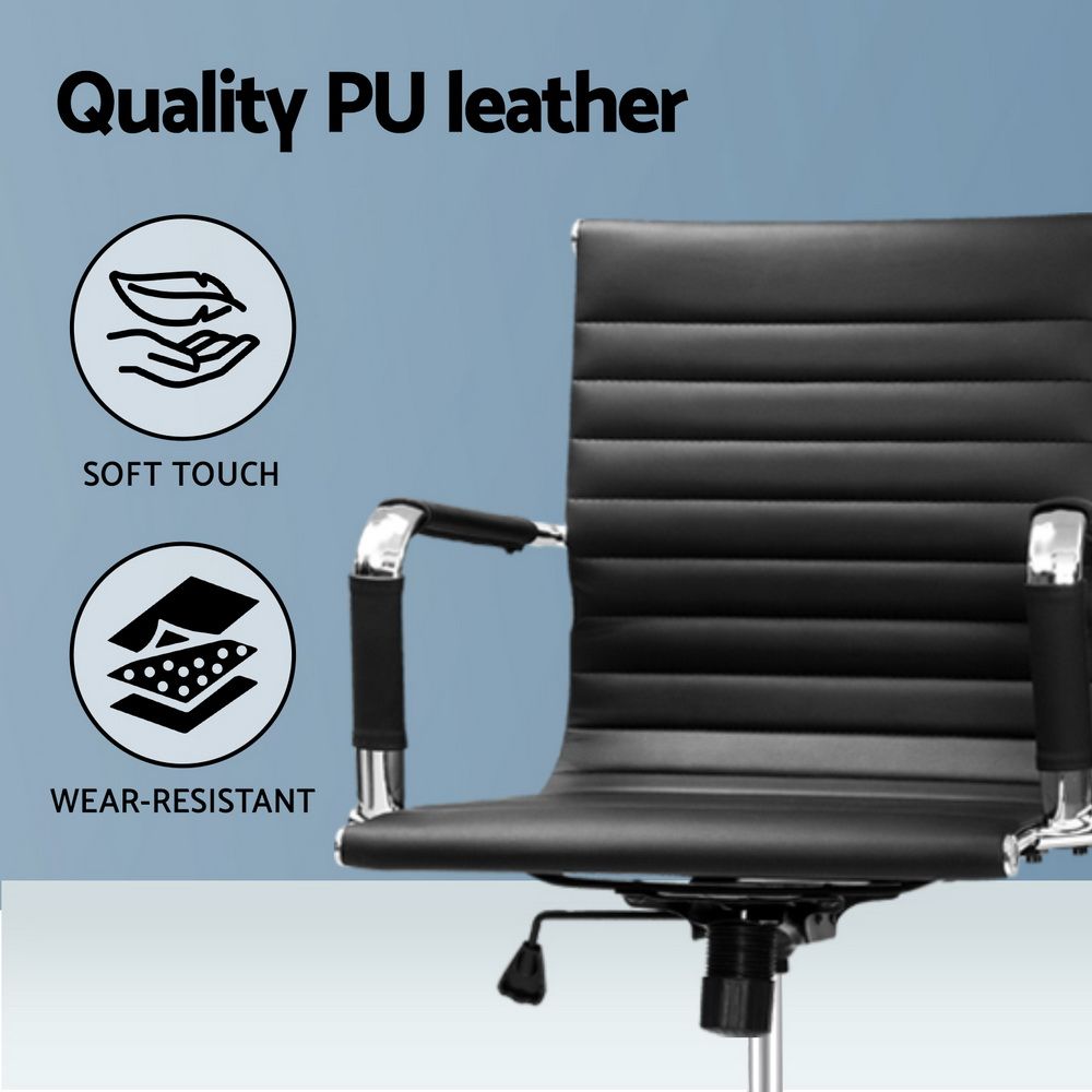 Artiss Office Chair Drafting Stool Leather Chairs Black