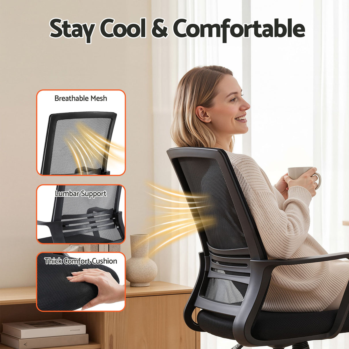 Artiss Office Chair Drafting Chairs Stool Computer Desk Studios Mesh Black