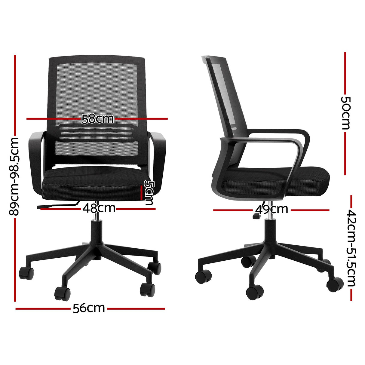 Artiss Mesh Office Chair Mid Back Black
