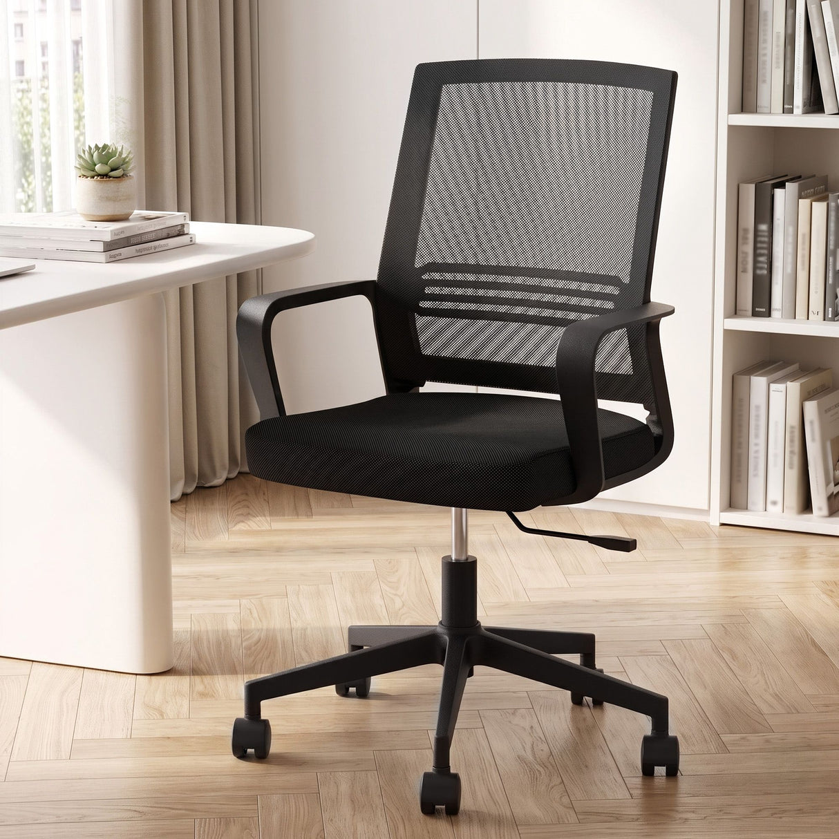 Artiss Mesh Office Chair Mid Back Black