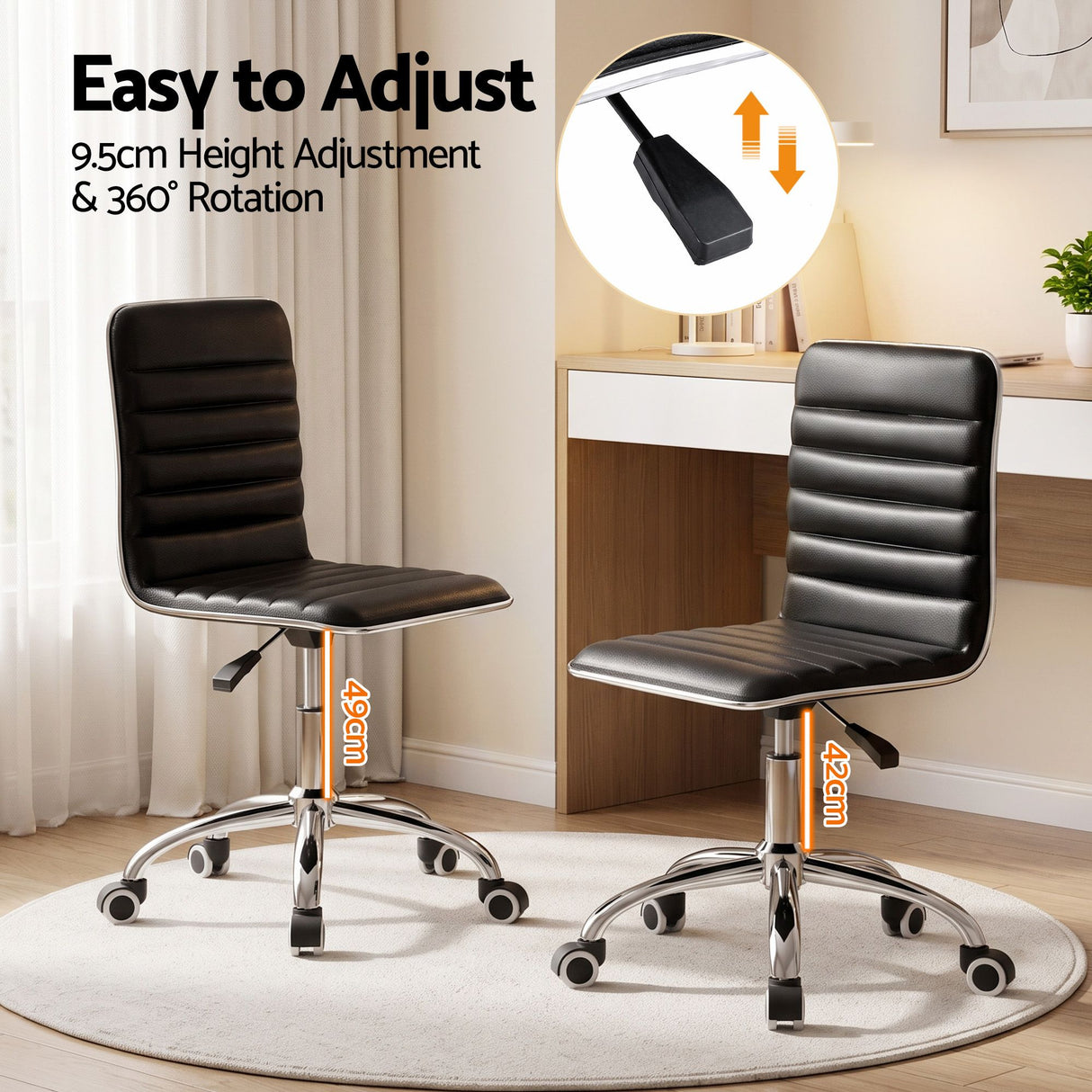 Artiss Office Chair Conference Chairs PU Leather Low Back Black