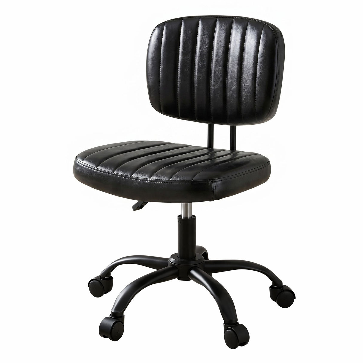 Artiss Armless Office Chair with Wheels, Ergonomic PU Leather Office Desk Chair, Height Adjustable 360° Swivel Computer Task Chair for Home Office, Study Room & Small Space, Black