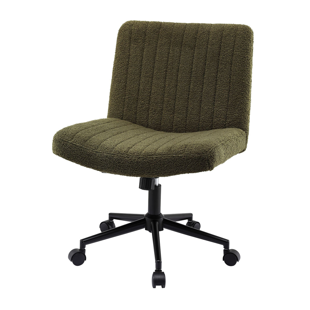 Artiss Armless Cross Legged Office Chair Wide Seat Vanity Chair Teddy Fleece Green
