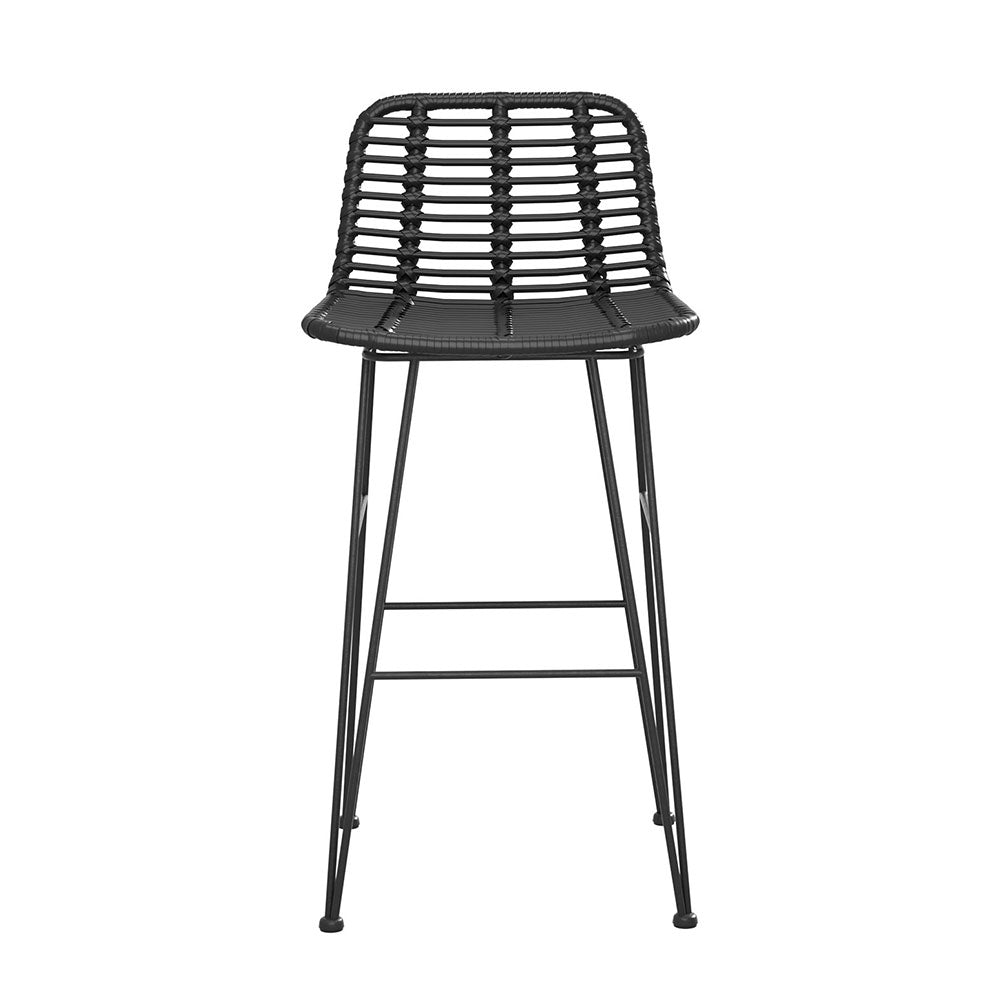 Gardeon 2x Outdoor Bar Stools Rattan Black