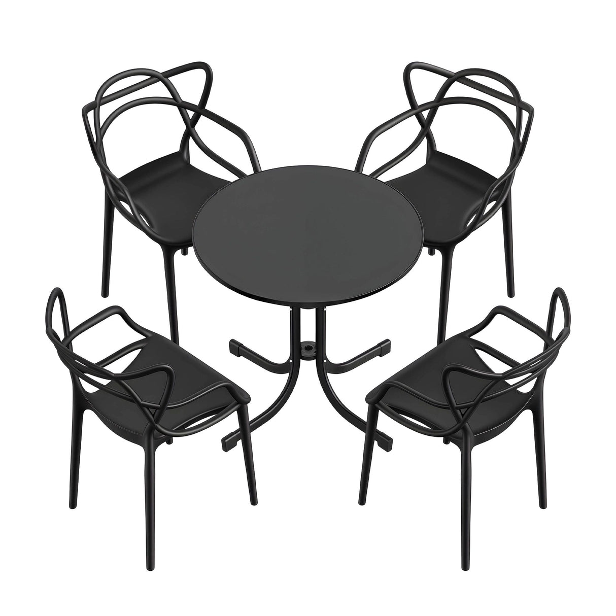 Gardeon 5PCS Outdoor Dining Set Table and Chairs Garden Patio Furniture Entwine Black