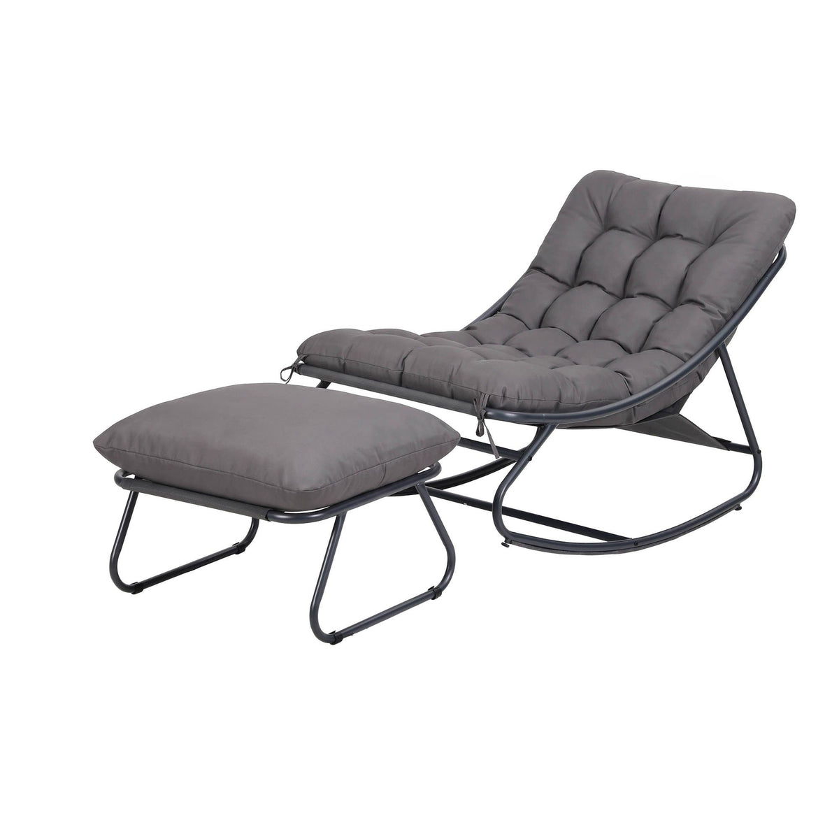 Gardeon Rocking Chair with Footrest Mesh Seat Cushion Outdoor Chairs Grey