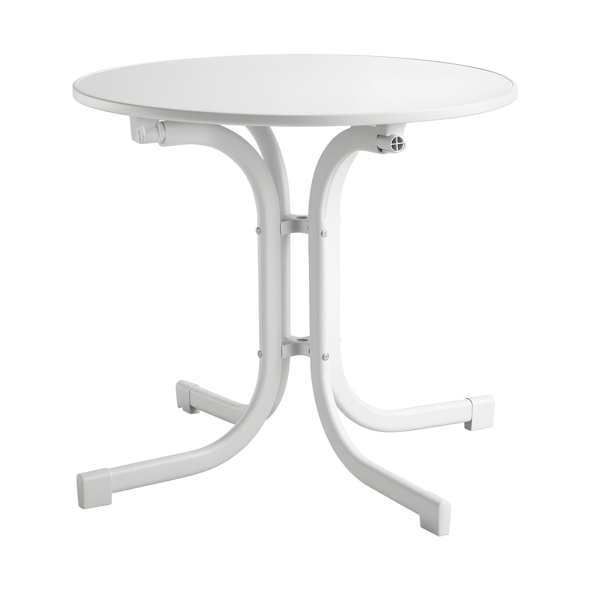 Gardeon Outdoor Side Table 80cm Folding Steel Round Bistro Desk Cafe Patio Furniture White