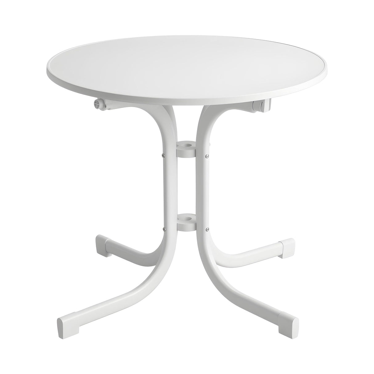 Gardeon Outdoor Side Table 80cm Folding Steel Round Bistro Desk Cafe Patio Furniture White