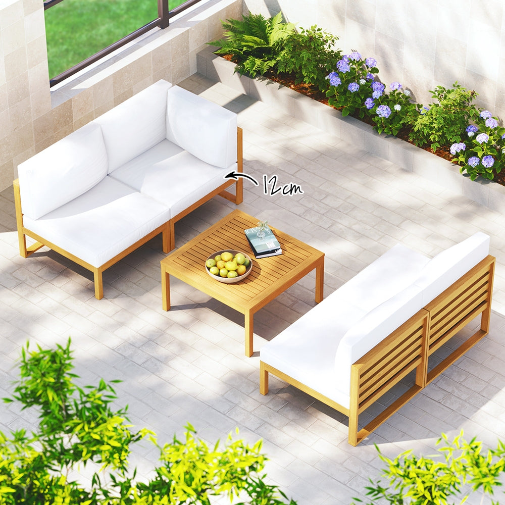 Ember 4-Seater Outdoor Sofa Set Wooden Lounge Setting 5PCS