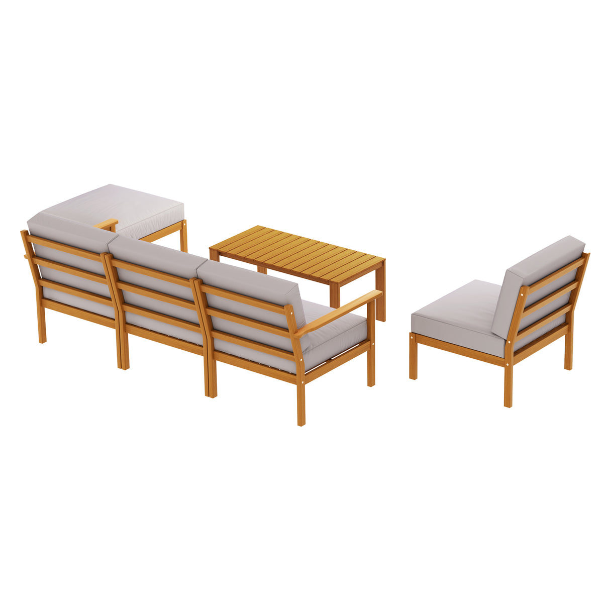 Ember 5-Seater Outdoor Sofa Set Wooden Lounge Setting 6PCS