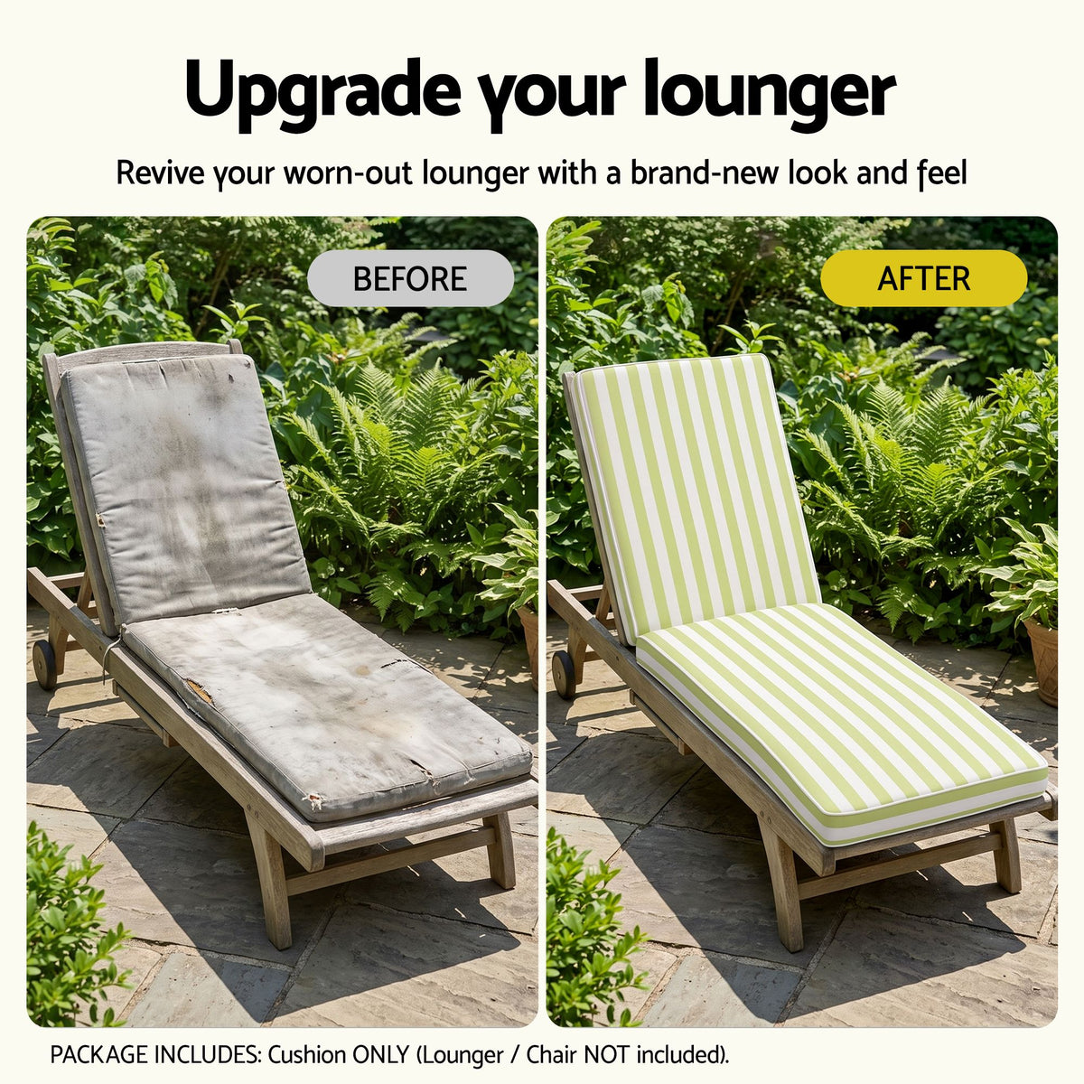 Gardeon Outdoor Chaise Lounge Cushion Lounge Chair Pad Sunbed Mattress Green