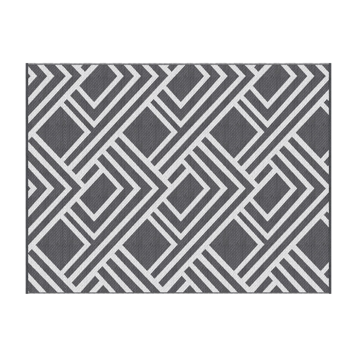 Gardeon Outdoor Rugs 274x366cm Reversible PP Dual-Sided Area Mat Large Carpet Patio Rug Grey
