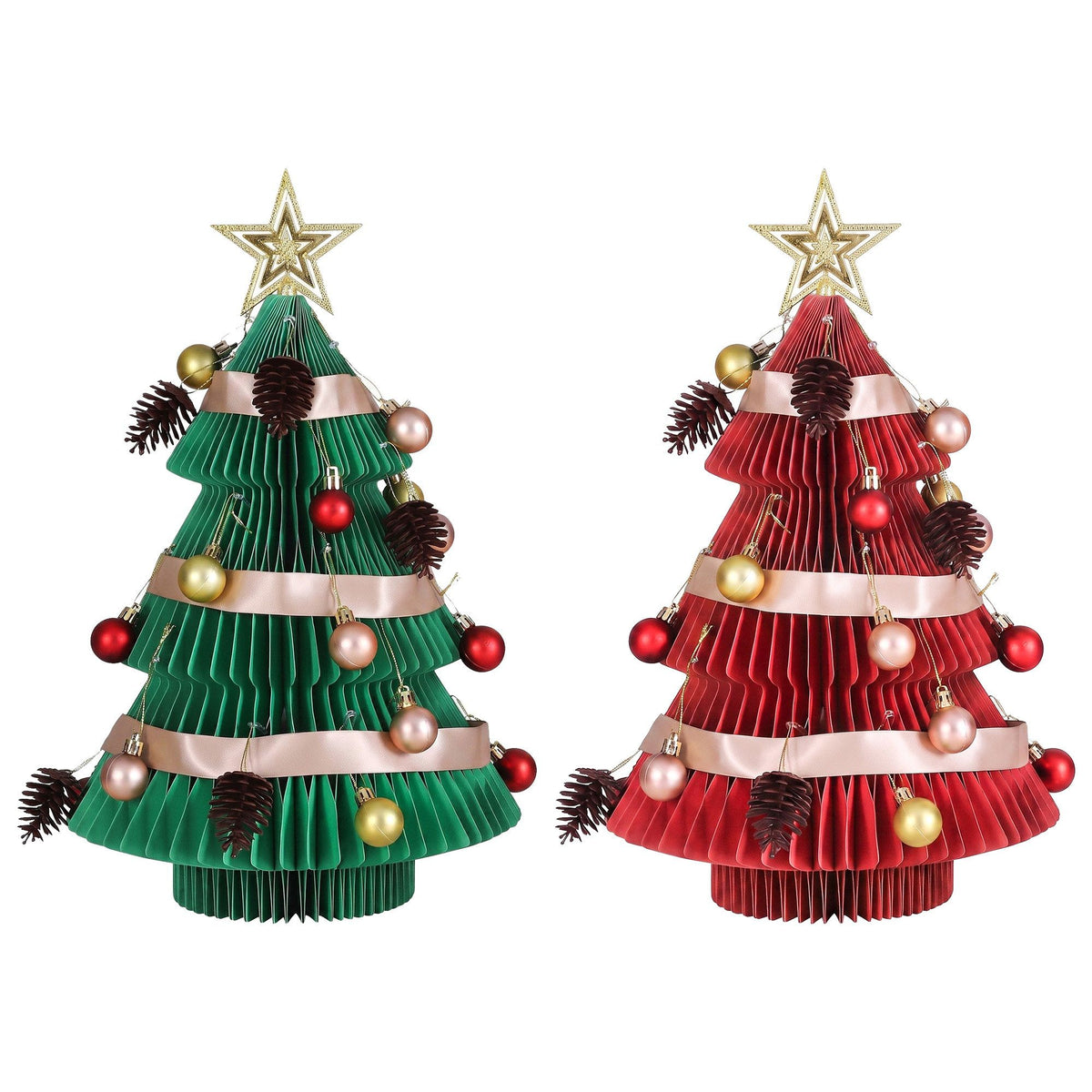 Jingle Jollys 2X Folding Christmas Tree 47CM Xmas Table Decorations Red&Green