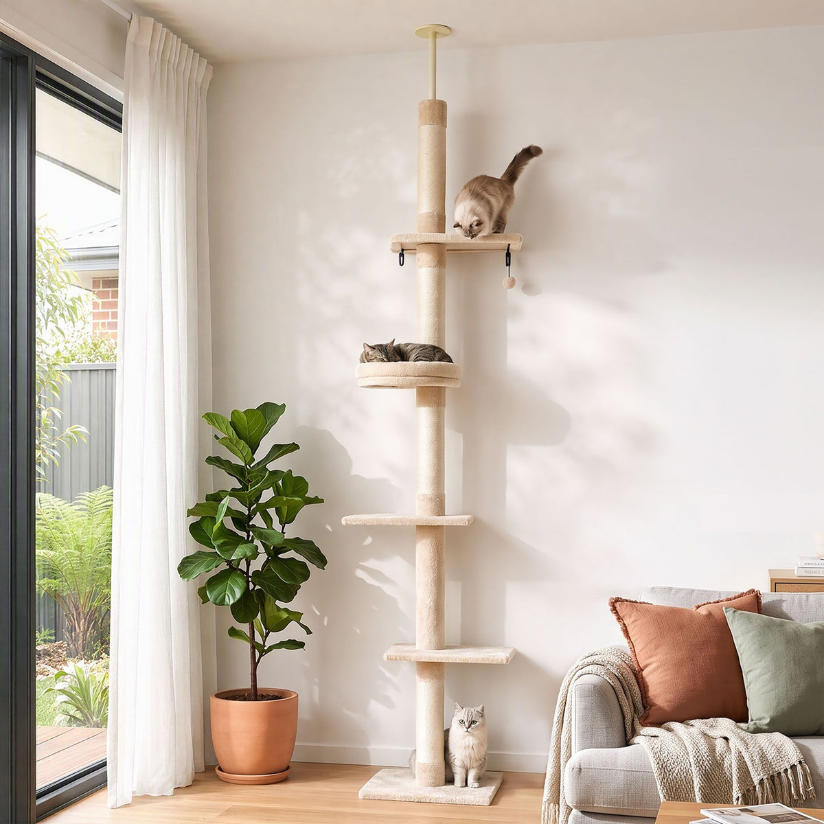i.Pet Cat Tree 290cm Tower Scratching Cats Post Scratcher Floor to Ceiling Bed