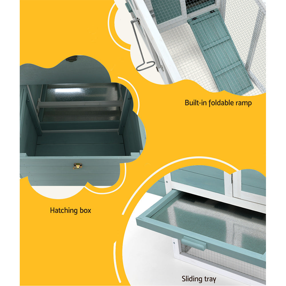 i.Pet Chicken Coop Rabbit Hutch 150cm x 60cm x 93cm Large Chicken Coop House Run Cage Wooden