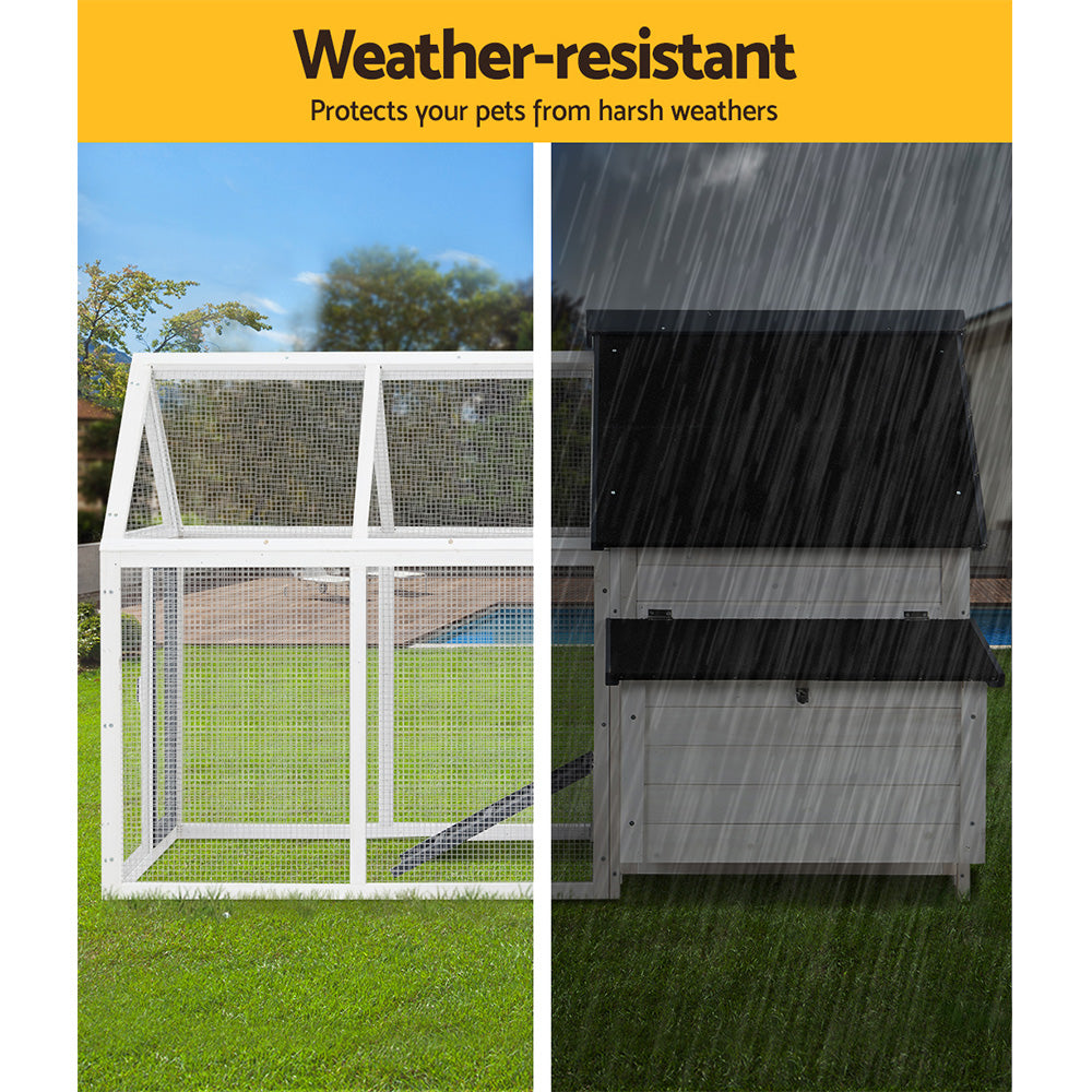 i.Pet Chicken Coop Rabbit Hutch 166cm x 120cm x 112cm Large Chicken Coop House Run Cage Wooden