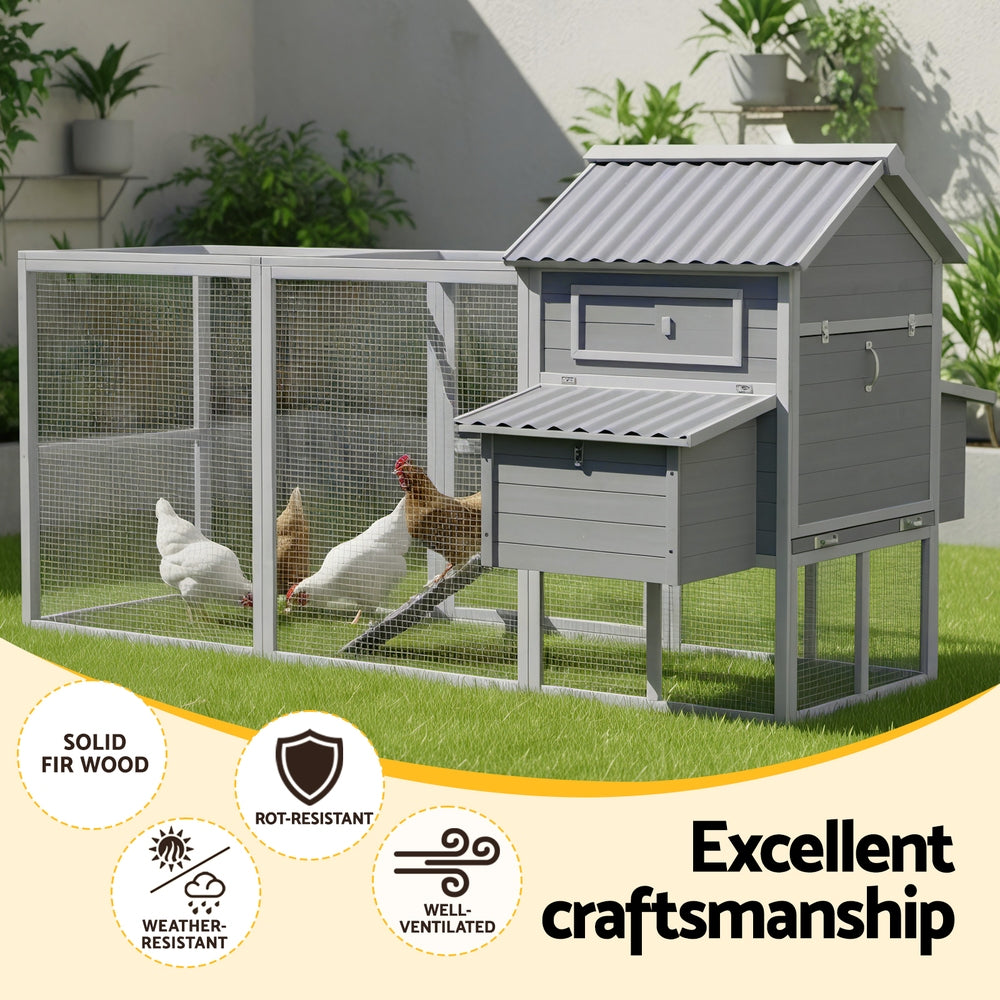 i.Pet Chicken Coop Rabbit Hutch Extra Large Wooden Run Bunny Cage Poultry House Outdoor