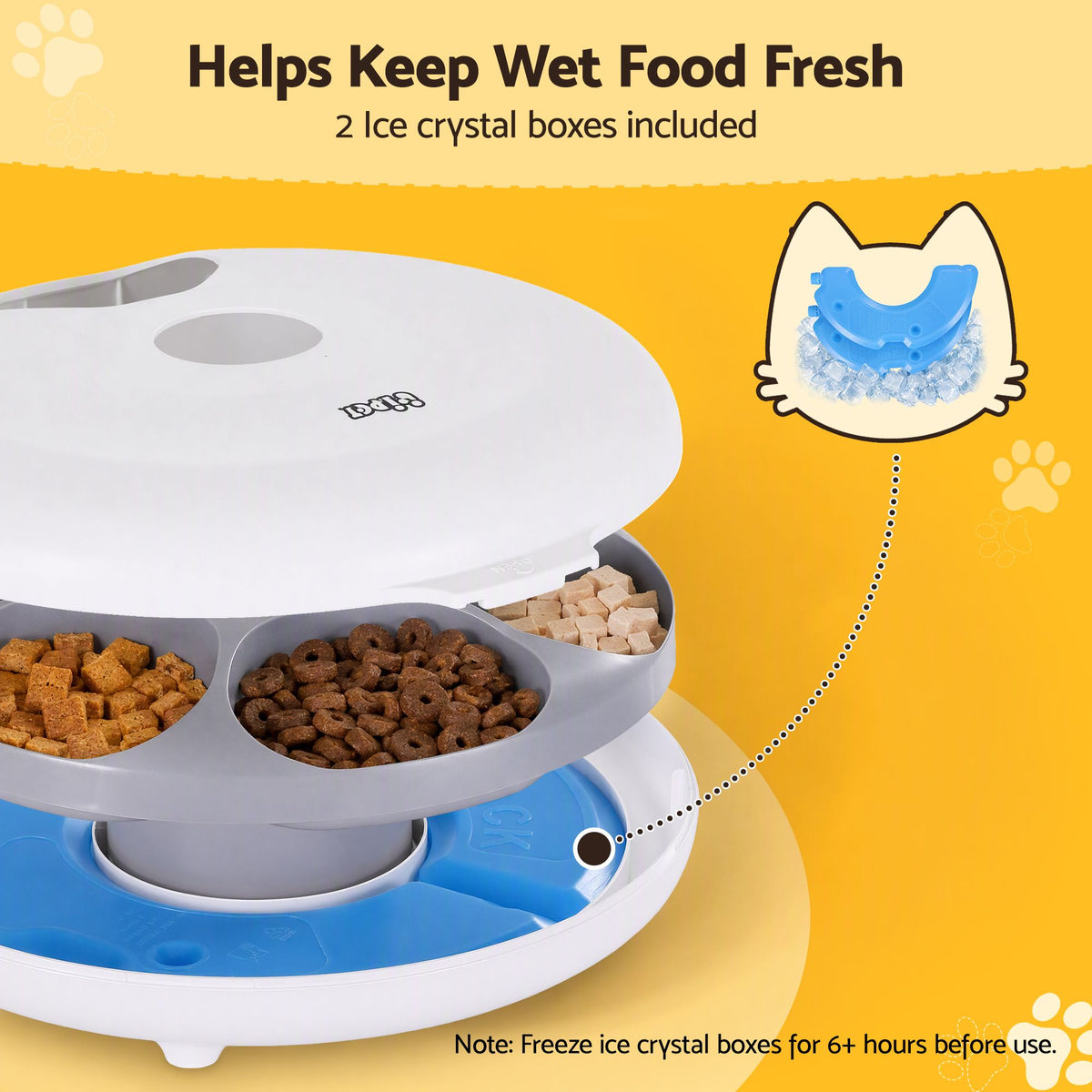 i.Pet Automatic Cat Feeder Wet & Dry Food 6 Compartments Per 150ml WiFi White