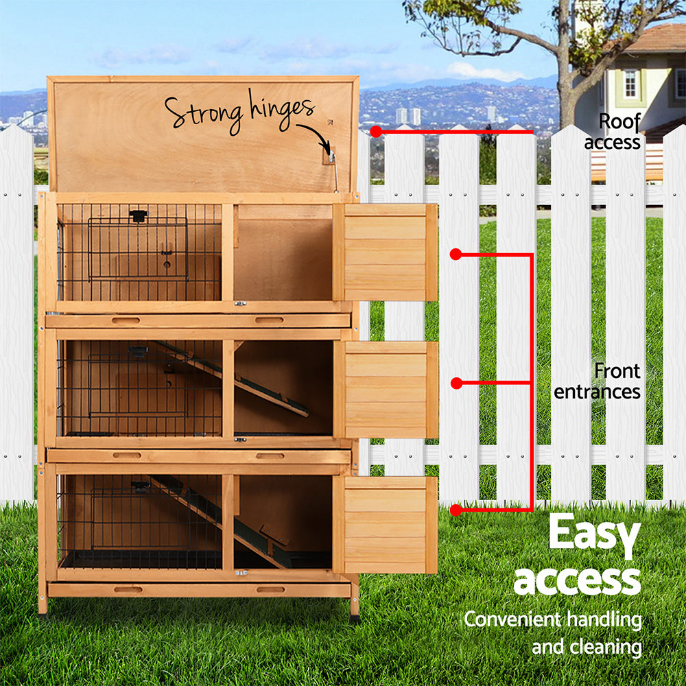 i.Pet Rabbit Hutch Chicken Coop 91.5cm x 46cm x 116.5cm Chicken Coop Large House Cage Run Wooden Outdoor