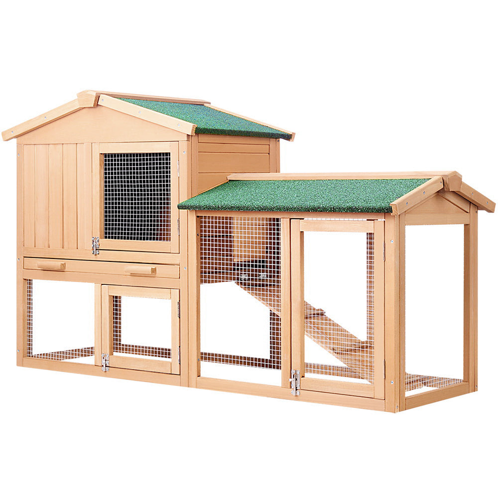 i.Pet Chicken Coop Rabbit Hutch 138cm x 44cm x 85cm Large Chicken Coop House Run Cage Wooden Outdoor