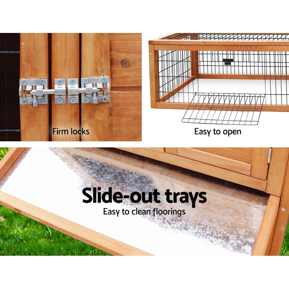 i.Pet Chicken Coop Rabbit Hutch 155cm x 49cm x 90cm Large Chicken Coop Wooden Run Cage House Outdoor