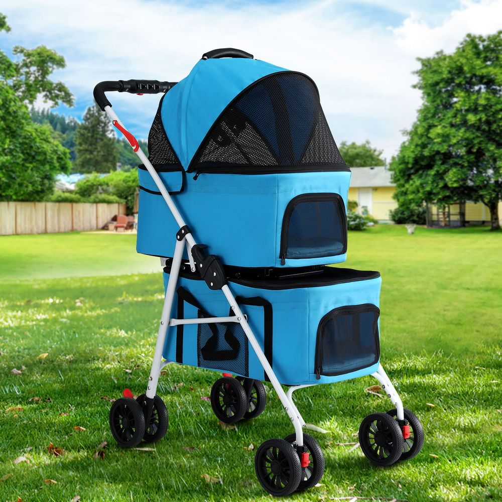 i.Pet Pet Stroller Dog Pram Large Cat Carrier Travel Pushchair Foldable 4 Wheels