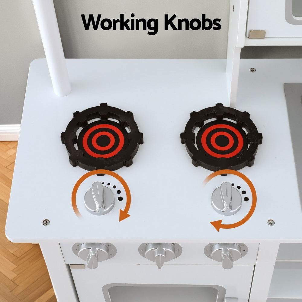 Ember Kids Kitchen Play Set Wooden Pretend Toys Cooking Children Cookware Food