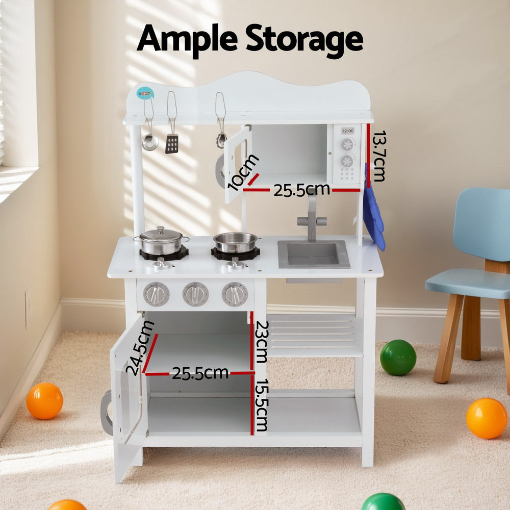 Ember Kids Kitchen Play Set Wooden Pretend Toys Cooking Children Cookware Food