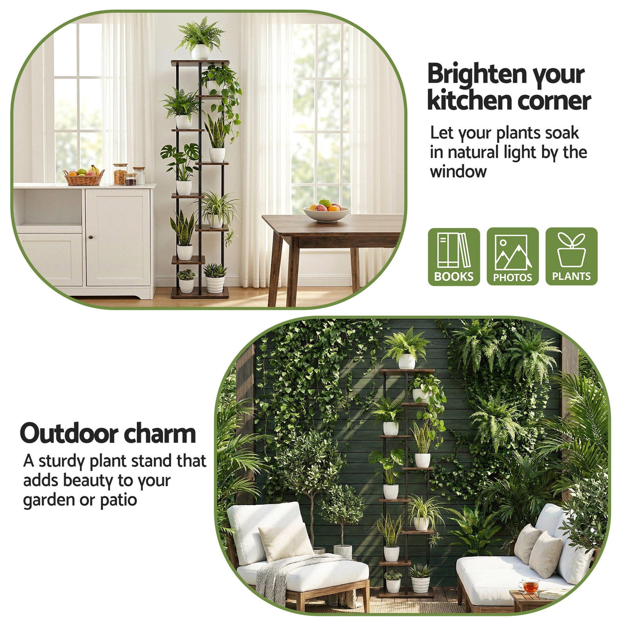 Artiss 8 Tiers Plant Stand Metal Flower Pots Shelf Indoor Outdoor Garden Home