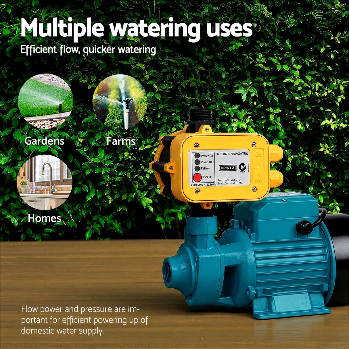 Giantz Peripheral Water Pump Garden Boiler Car Wash Auto Irrigation QB80 Yellow