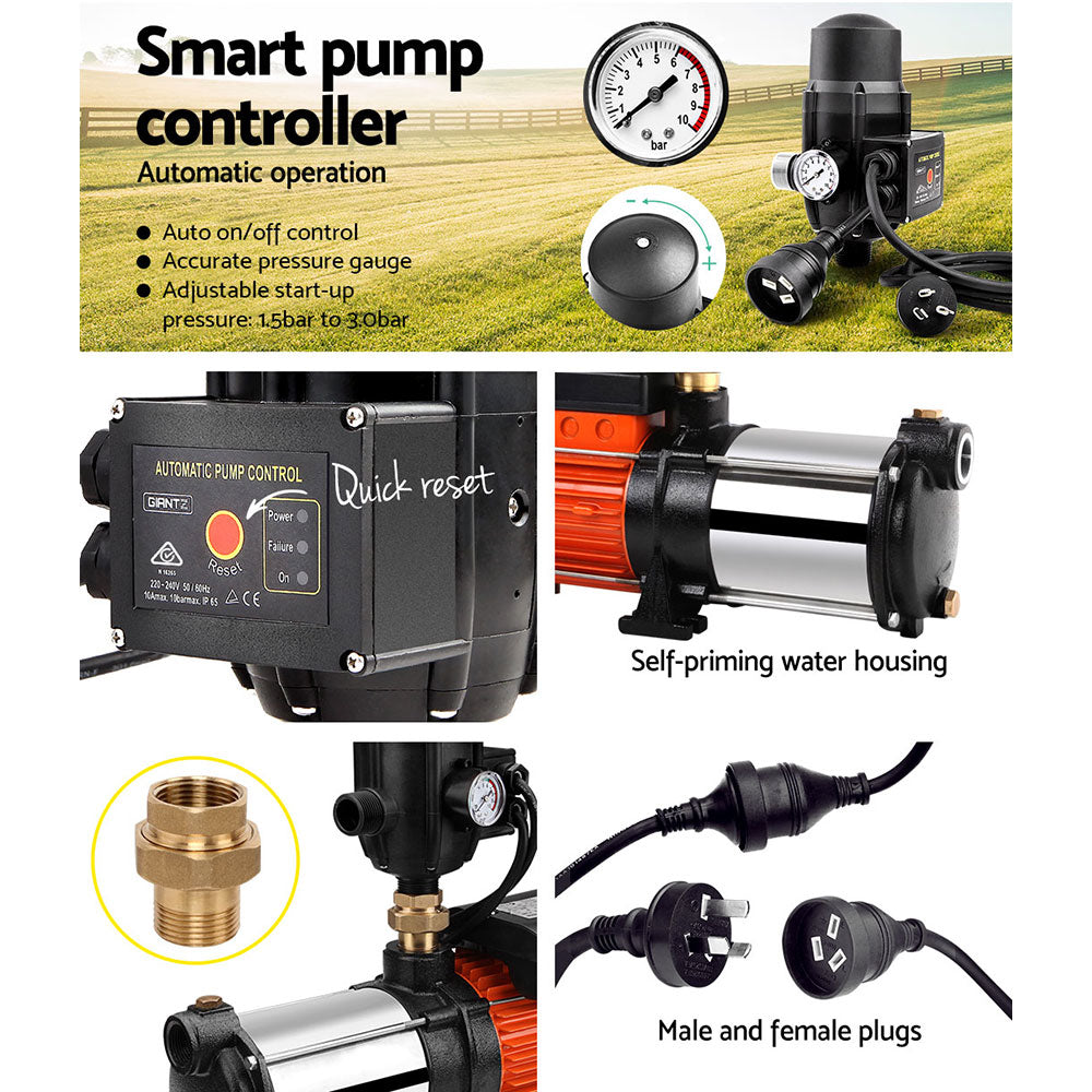 Giantz Garden Water Pump High Pressure 1800W 5-Stage Tank Irrigation Black
