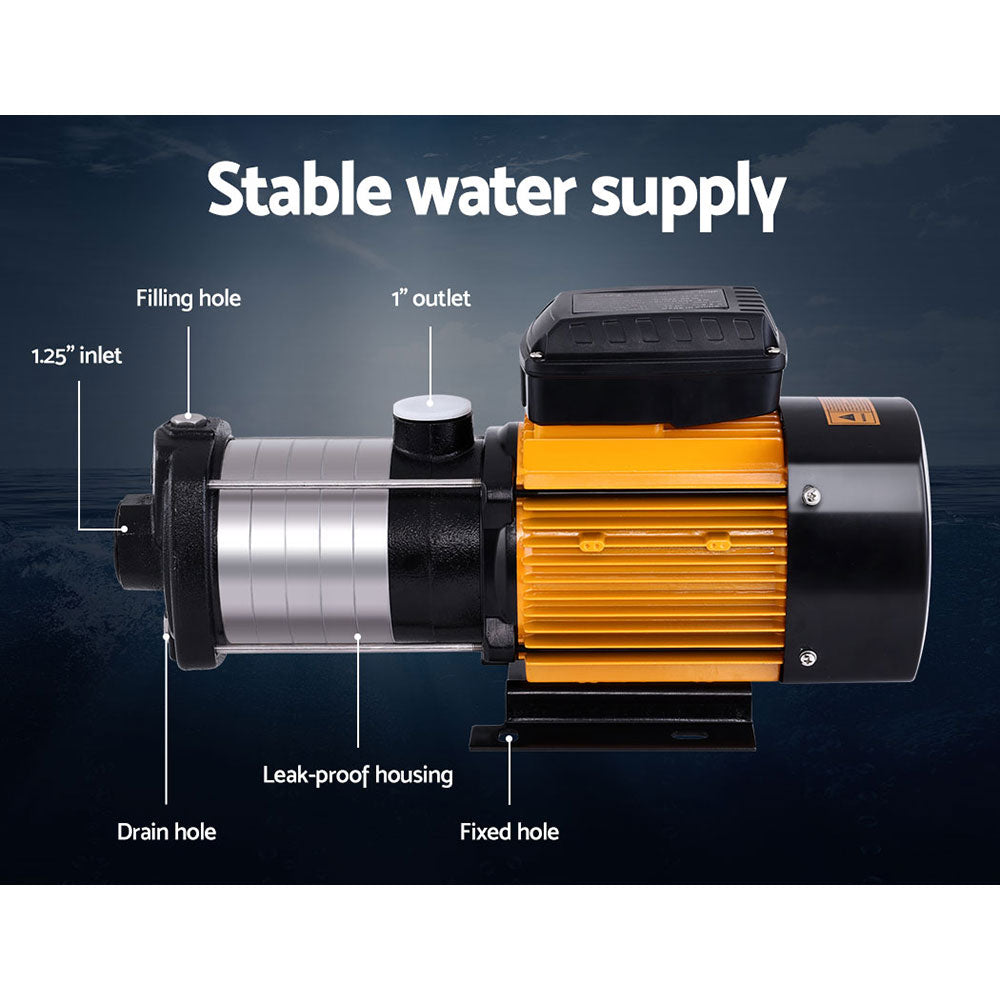 Giantz Garden Water Pump High Pressure 2500W Max 6-Stage Tank Irrigation Transfer Booster Pump Black