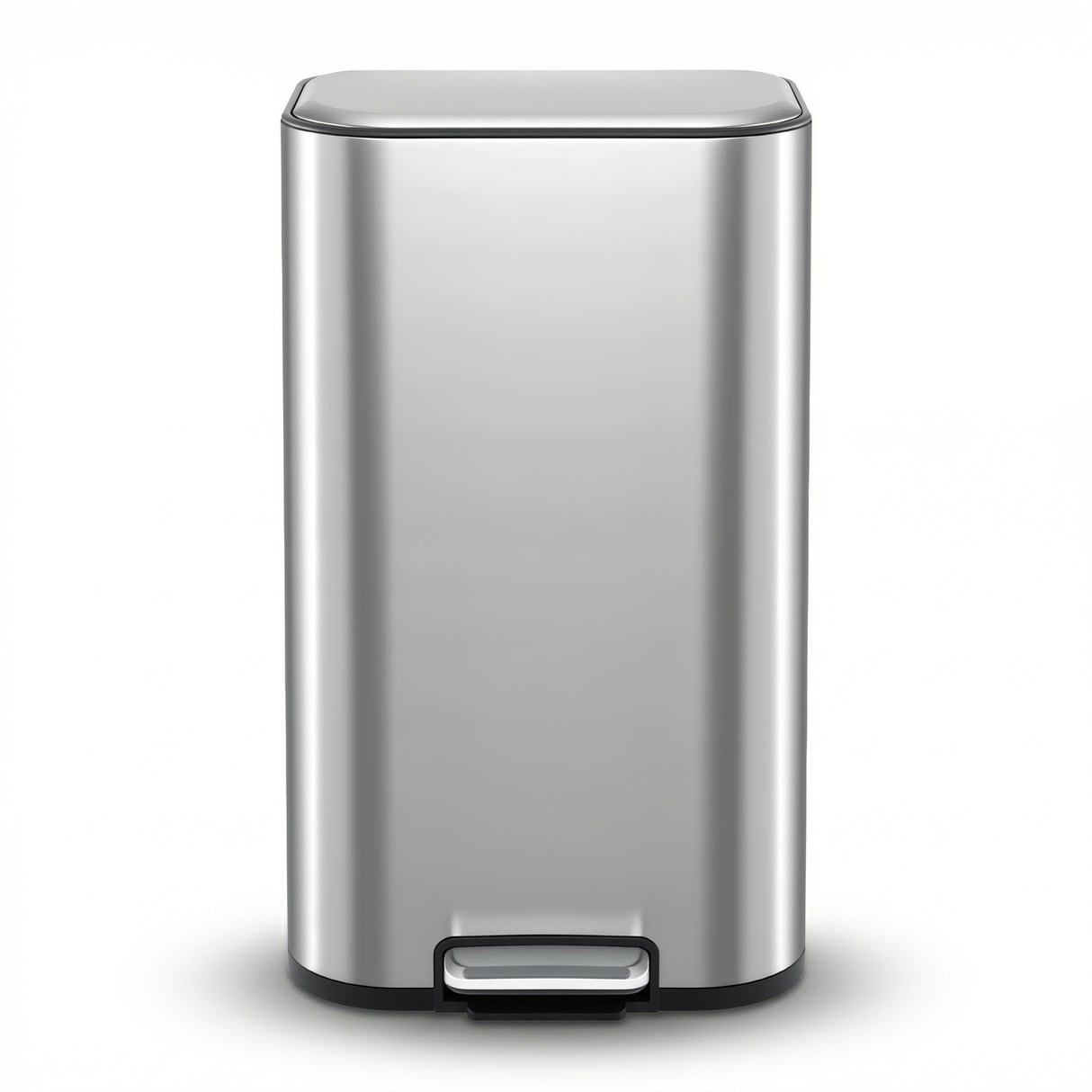 Cefito Kitchen Trash Can 40L Pedal Bins Rubbish Bin Steel with Soft Close Lid, Removable Inner Bucket, Rectangular Garbage Can Recycling Bin, Silver