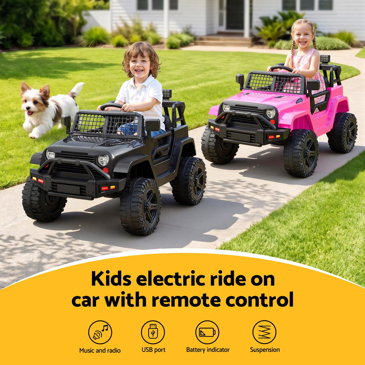 Kids Ride On Car Bumper Electric Toys Cars with Remote Control Stickers Light Blue Pink