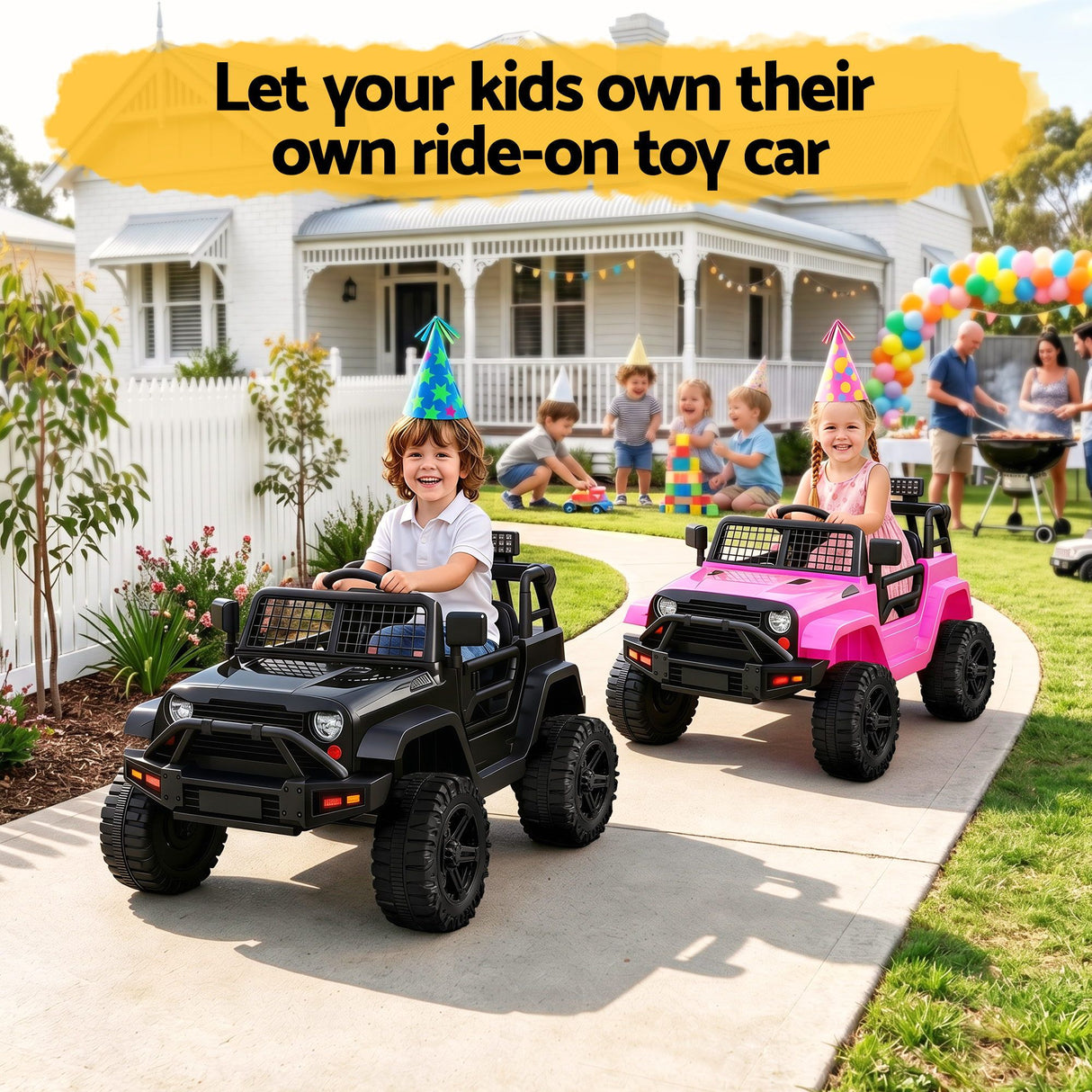 Kids Ride On Car Bumper Electric Toys Cars with Remote Control Stickers Light Blue Pink