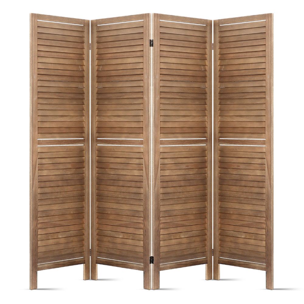 4 Panel Room Divider Screen 160x170cm Natural Paulownia
