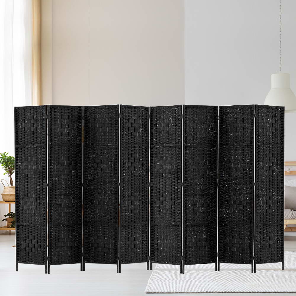 8 Panel Room Divider Screen 325x170cm Clover Black