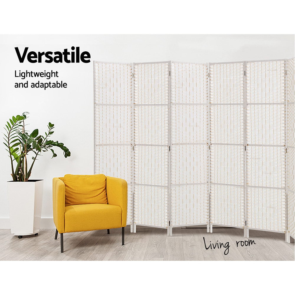 8 Panel Room Divider Screen Woven White