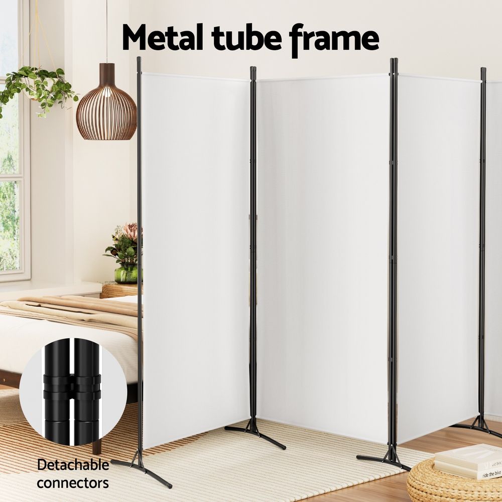 Artiss 4 Panel Room Divider Set of 2 Folding Privacy Screen Fabric Room Separator Partition White