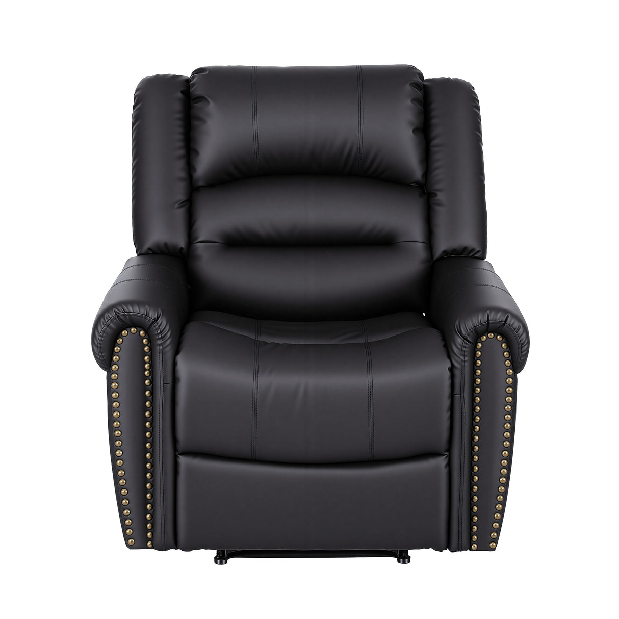 Artiss Leather Manual Recliner Chair with USB Charge Port, Overstuffed Armchair Sofa for Living Room and Nursery, Asjustable Theater Reclining Lounge with Comfortable Wide Seat, 150kg Capacity, Black
