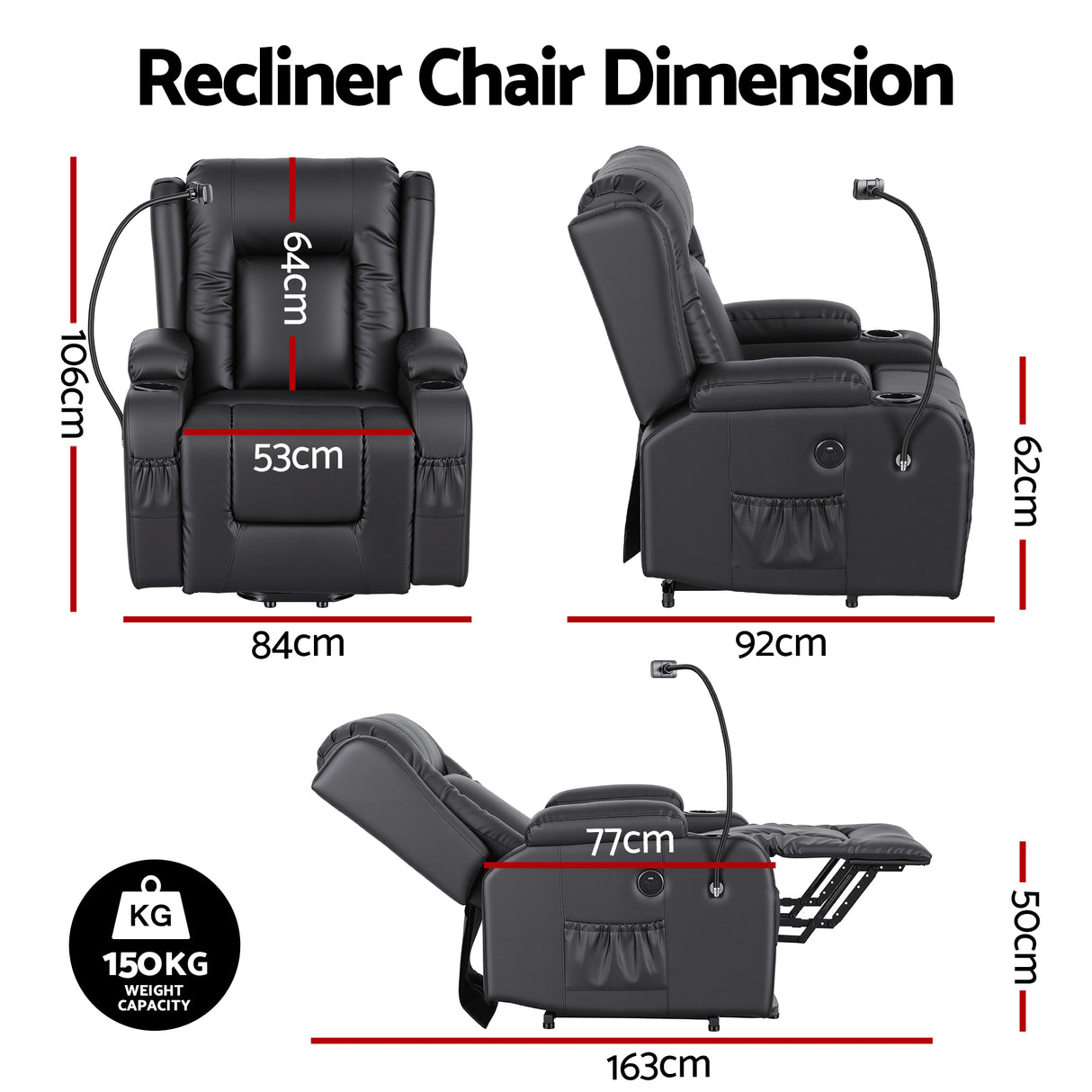 Artiss Power Lift Recliner Chair with Massage and Heat