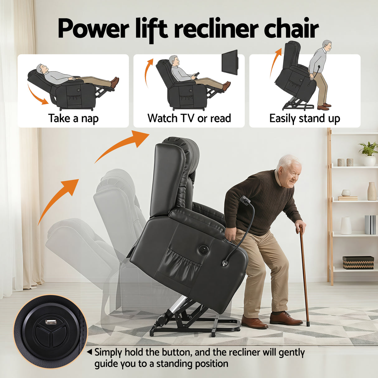 Artiss Power Lift Recliner Chair with Massage and Heat